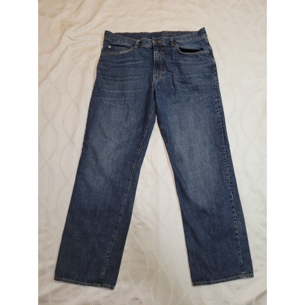 GAP Jeans Loose Straight Premium Denim Blue Jeans Tag & measured Size 36 x 32